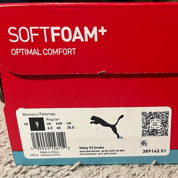 NWT Puma Vikky‎ V3 Snake in Marshmallow Gray & Pale Grape Size 9 - Picture 3 of 5